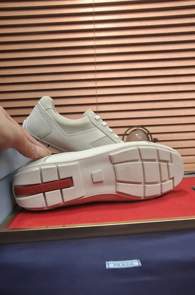 Prada Beige Low-Top Mixed-Material Lifestyle Sneakers 3