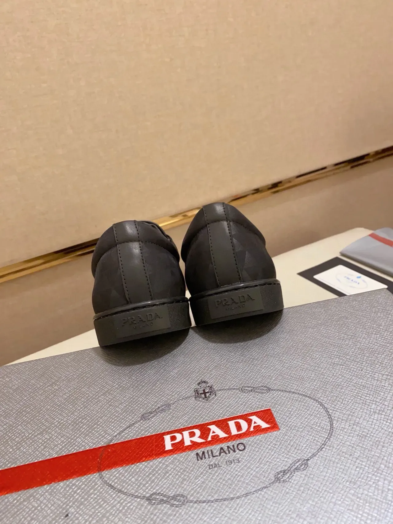 Prada Black Geometric Quilted Low-Top Lifestyle Sneaker 3