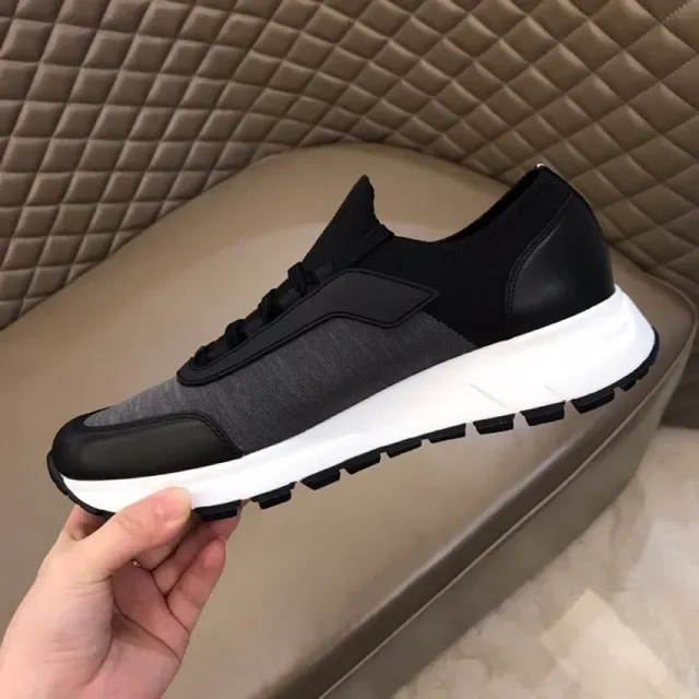 Prada Black Gray Slip-On Knit Upper Rubber Toe Cap Lifestyle Sneakers 2