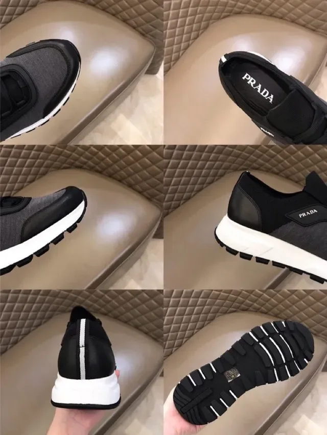Prada Black Gray Slip-On Knit Upper Rubber Toe Cap Lifestyle Sneakers 3
