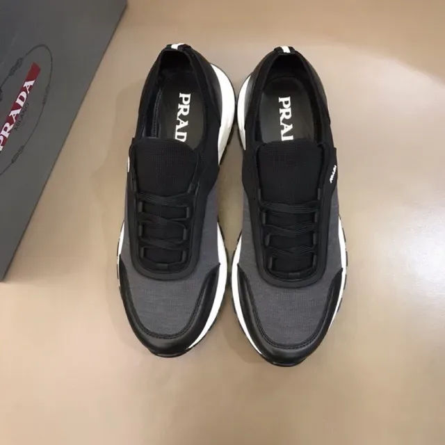 Prada Black Gray Slip-On Knit Upper Rubber Toe Cap Lifestyle Sneakers 6