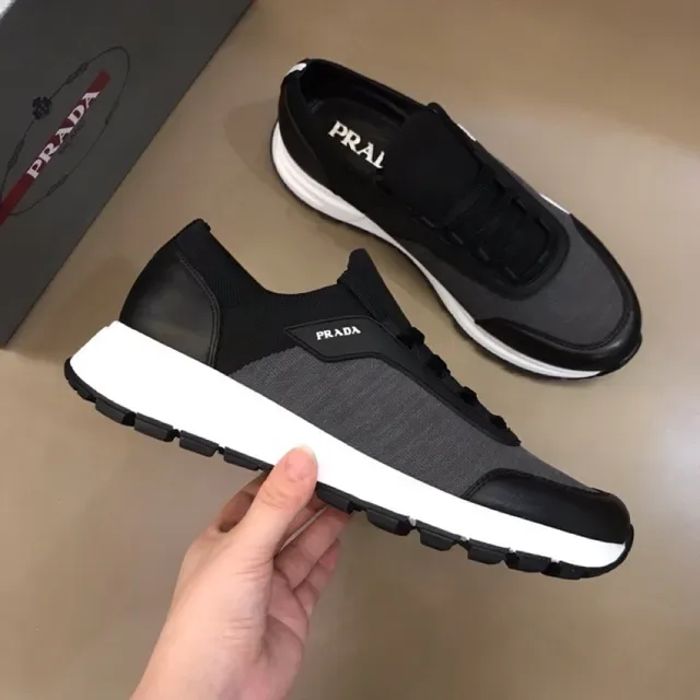 Prada Black Gray Slip-On Knit Upper Rubber Toe Cap Lifestyle Sneakers 7