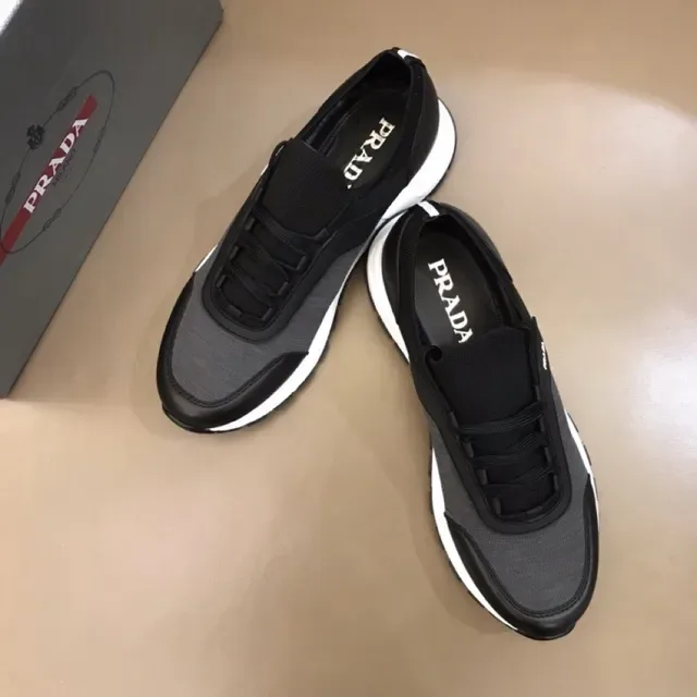 Prada Black Gray Slip-On Knit Upper Rubber Toe Cap Lifestyle Sneakers 8