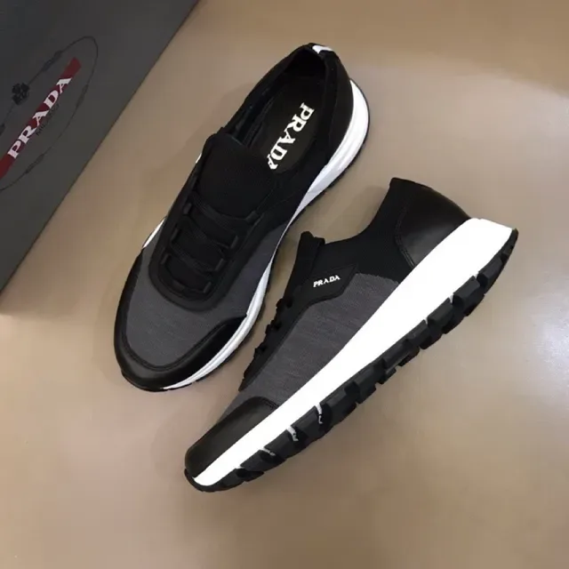 Prada Black Gray Slip-On Knit Upper Rubber Toe Cap Lifestyle Sneakers 9