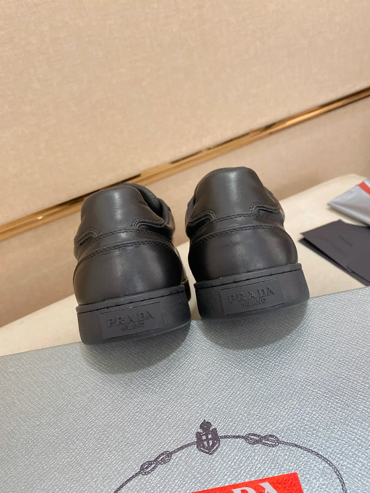 Prada Black Leather Lifestyle Sneaker 4