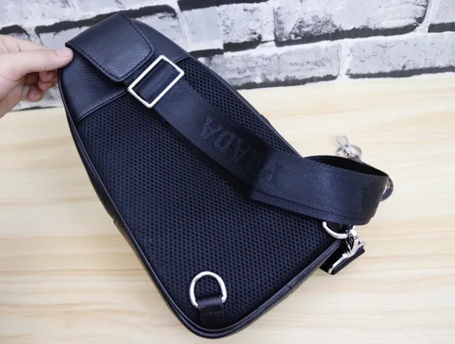 Prada Black Pebbled Leather Structured Silhouette Messenger Bag 6