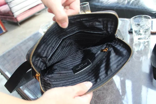Prada Black Pebbled Leather Top-Zip Crossbody Bag 2