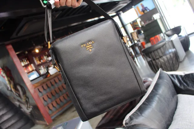 Prada Black Pebbled Leather Top-Zip Crossbody Bag 3