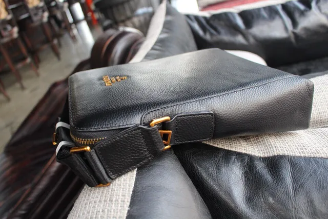 Prada Black Pebbled Leather Top-Zip Crossbody Bag 4