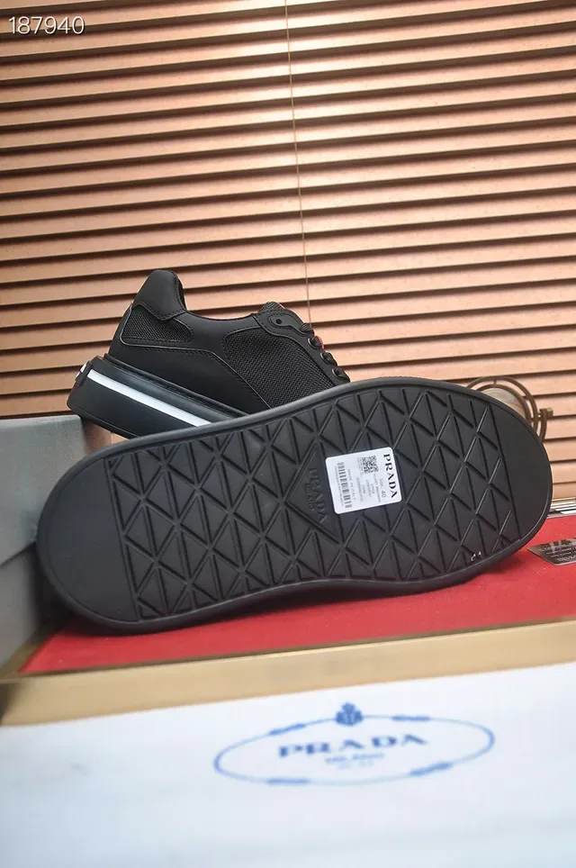 Prada Black Red Platform Sole Mesh And Synthetic Upper Lifestyle Sneakers 2