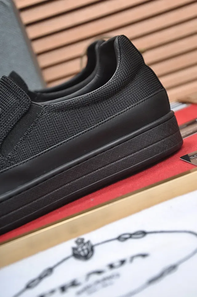 Prada Black White Mesh Upper Slip-On Loafer 2
