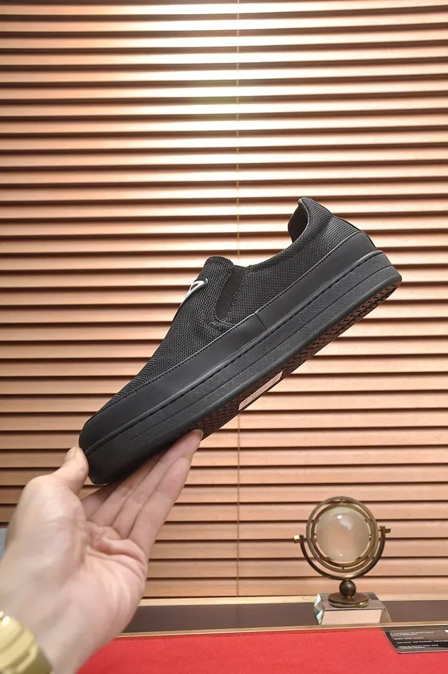 Prada Black White Mesh Upper Slip-On Loafer 5