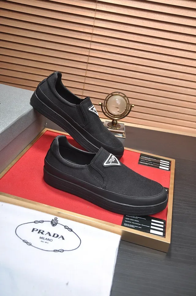 Prada Black White Mesh Upper Slip-On Loafer 6