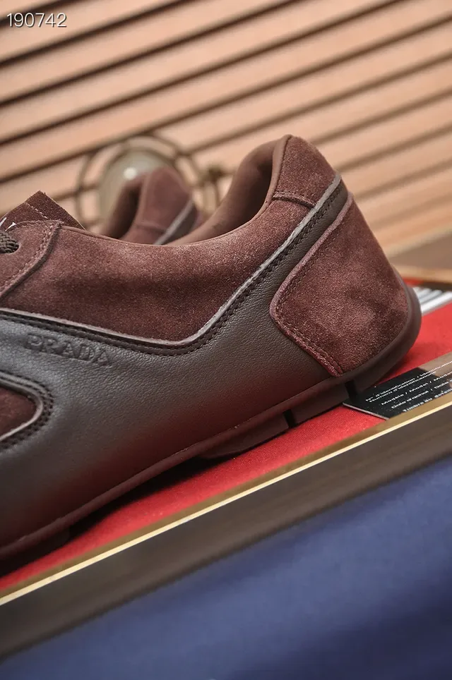 Prada Brown Suede and Leather Panelled Lifestyle Sneakers 3