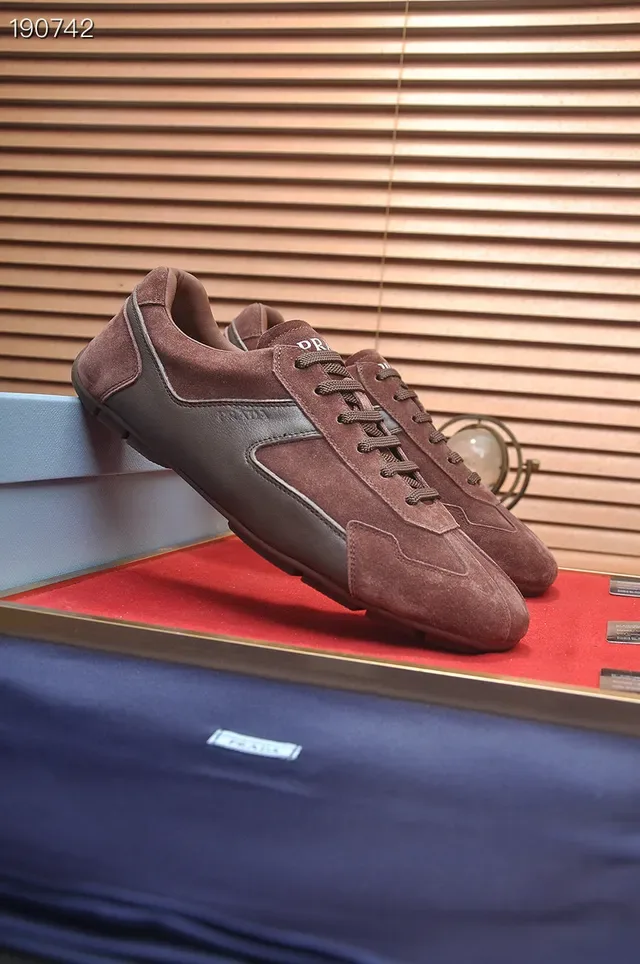Prada Brown Suede and Leather Panelled Lifestyle Sneakers 6