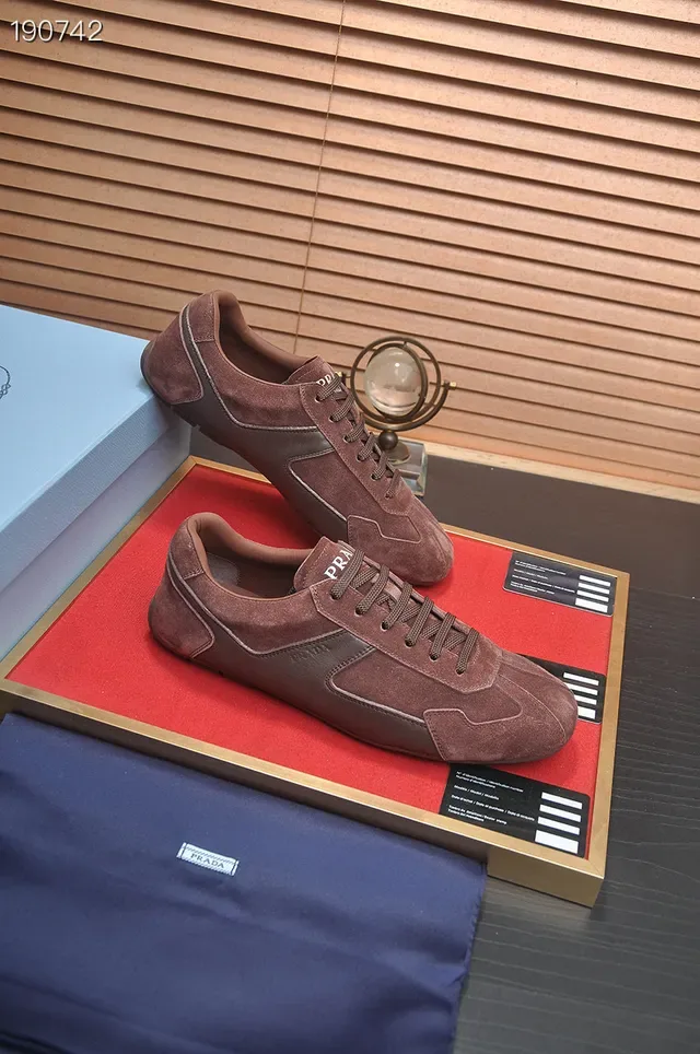 Prada Brown Suede and Leather Panelled Lifestyle Sneakers 8