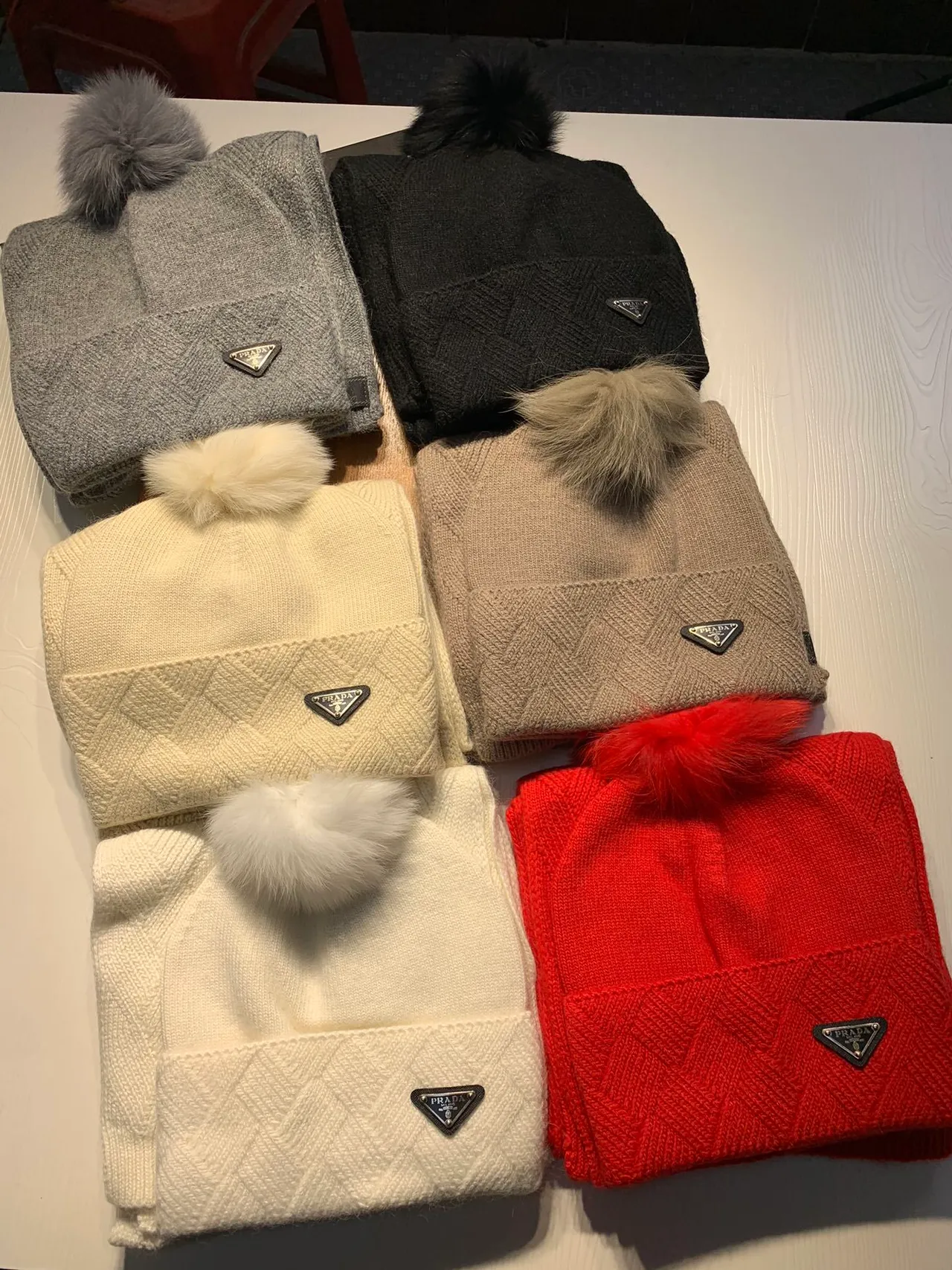 Prada Cable-Knit Ivory Cashmere Scarf 2