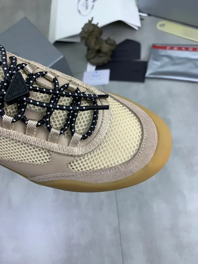 Prada Cloudbust Beige Mesh and Suede Lifestyle Sneakers 4