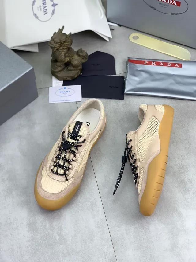 Prada Cloudbust Beige Mesh and Suede Lifestyle Sneakers 5