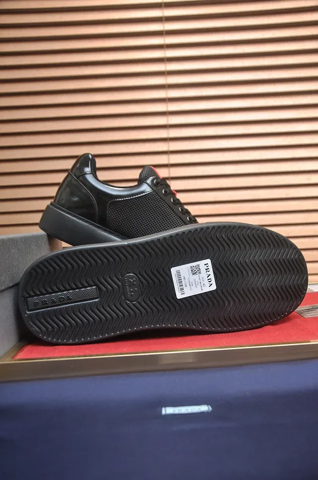 Prada Cloudbust Black Mesh and Patent Leather Lifestyle Sneaker 3