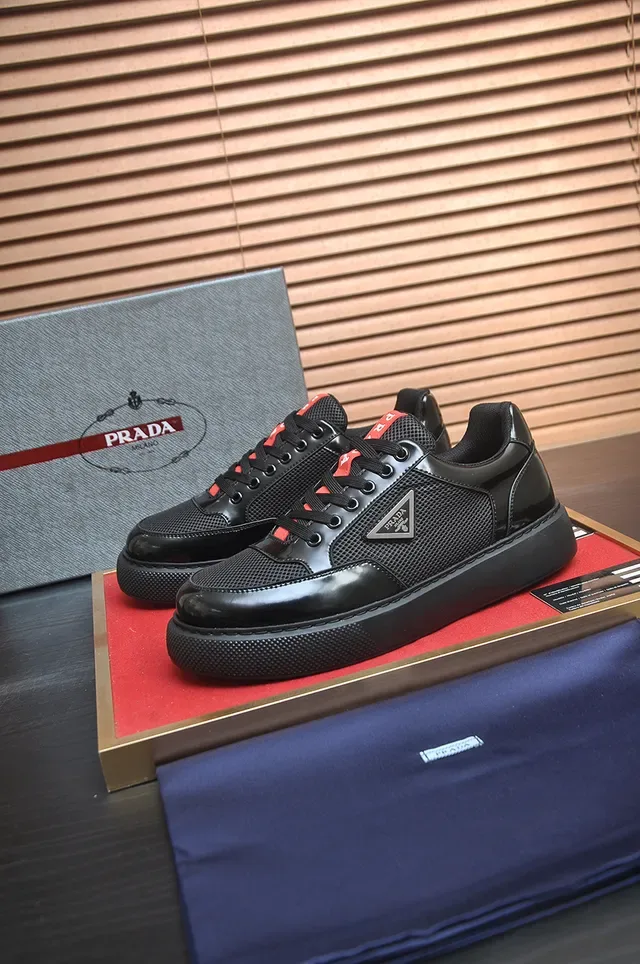 Prada Cloudbust Black Mesh and Patent Leather Lifestyle Sneaker 4