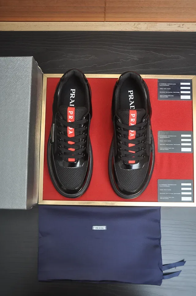 Prada Cloudbust Black Mesh and Patent Leather Lifestyle Sneaker 5