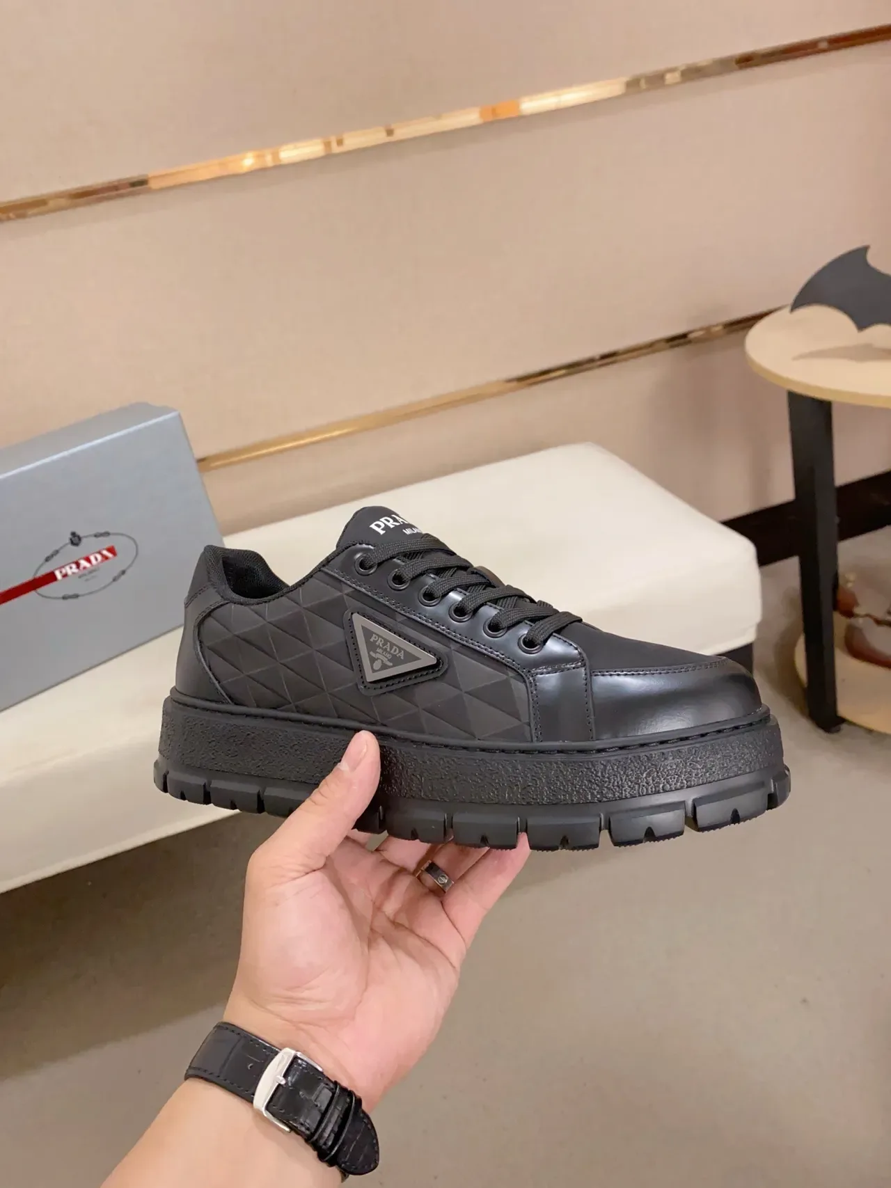 Prada Cloudbust Black Quilted Chunky Sneakers 5
