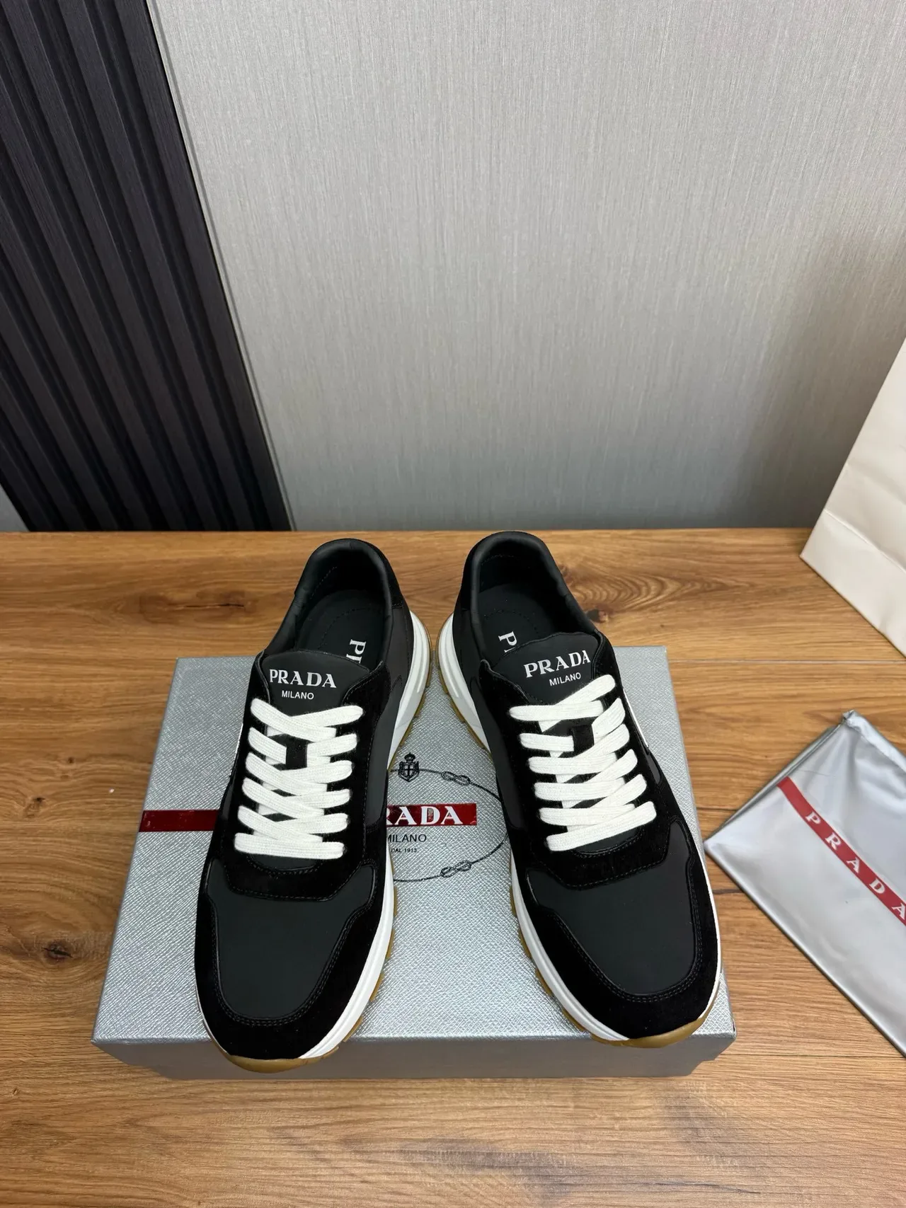 Prada Cloudbust Black Suede and Leather Lifestyle Sneakers 2