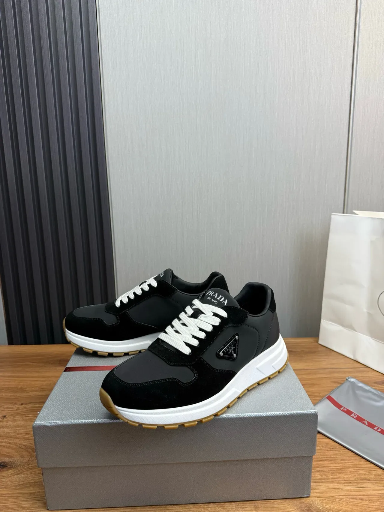 Prada Cloudbust Black Suede and Leather Lifestyle Sneakers 3
