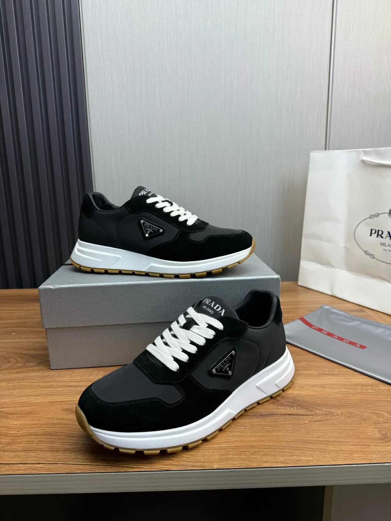Prada Cloudbust Black Suede and Leather Lifestyle Sneakers 4
