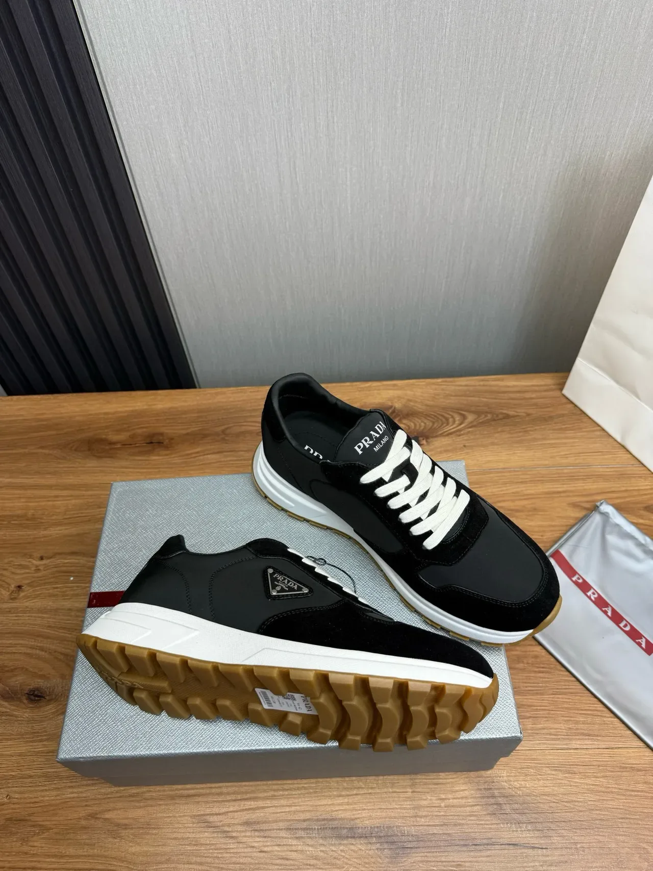 Prada Cloudbust Black Suede and Leather Lifestyle Sneakers 6