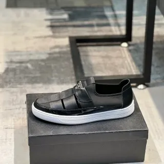 Prada Cloudbust Black White Slip-On Elastic Strap Loafer