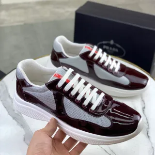 Prada Cloudbust بوردو و رمادي شبكة براءة اختراع أحذية رياضية ستايل حياة
