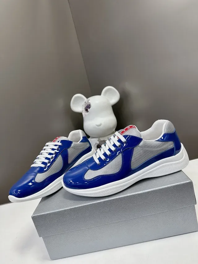 Prada Cloudbust Glossy Blue and Silver Mesh Lifestyle Sneakers 3