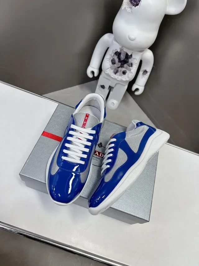 Prada Cloudbust Glossy Blue and Silver Mesh Lifestyle Sneakers 4