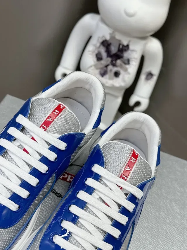 Prada Cloudbust Glossy Blue and Silver Mesh Lifestyle Sneakers 6