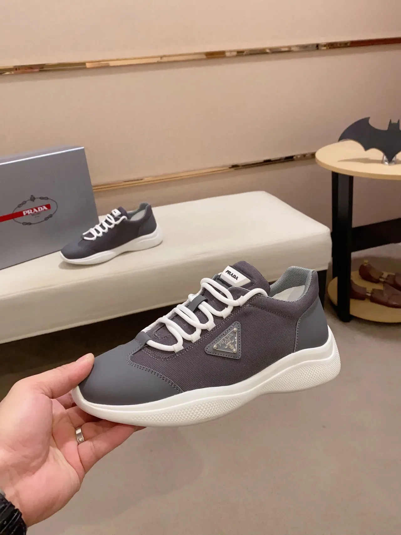Prada Cloudbust Gray and White Lifestyle Sneakers 3