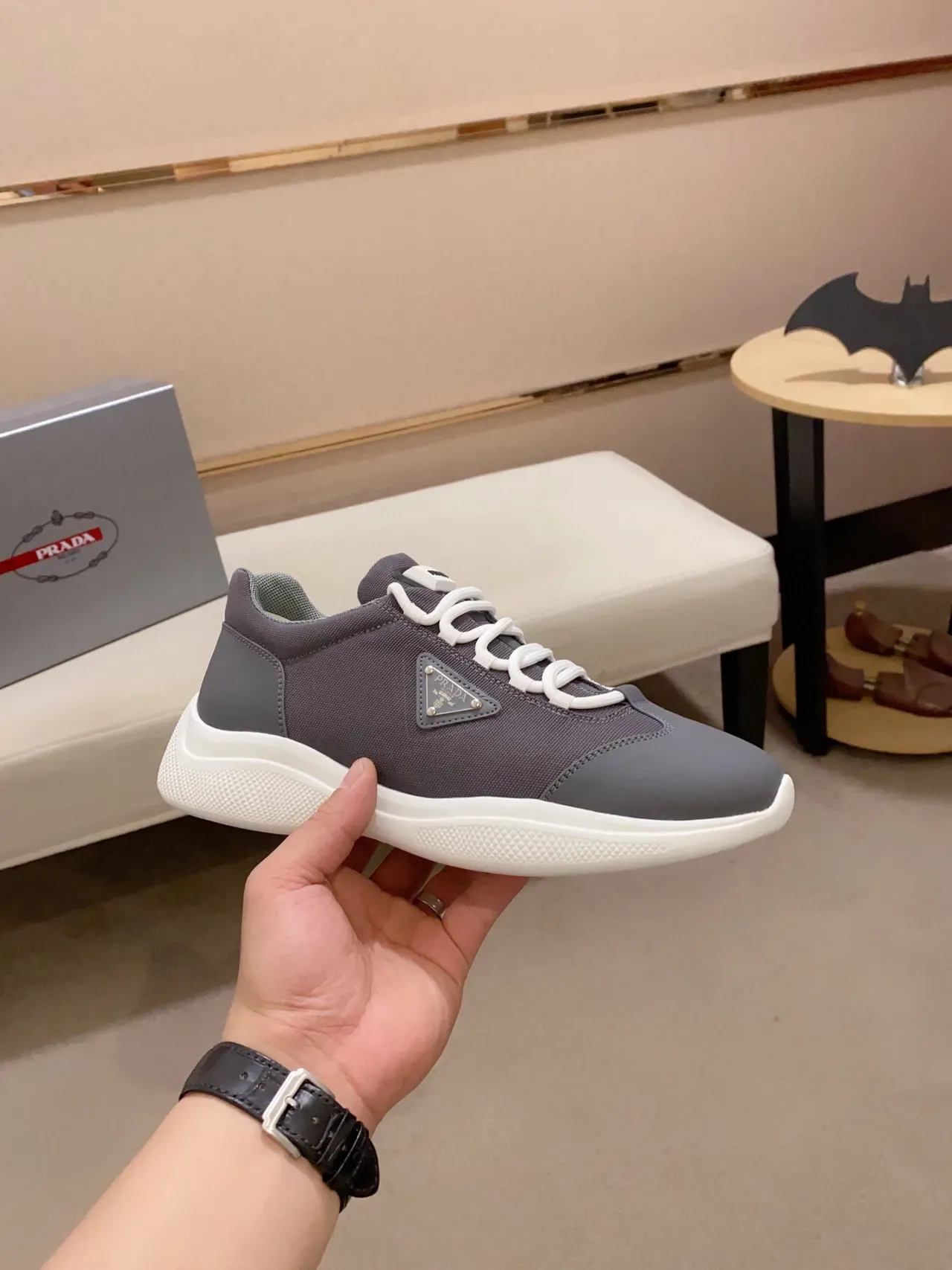 Prada Cloudbust Gray and White Lifestyle Sneakers 4