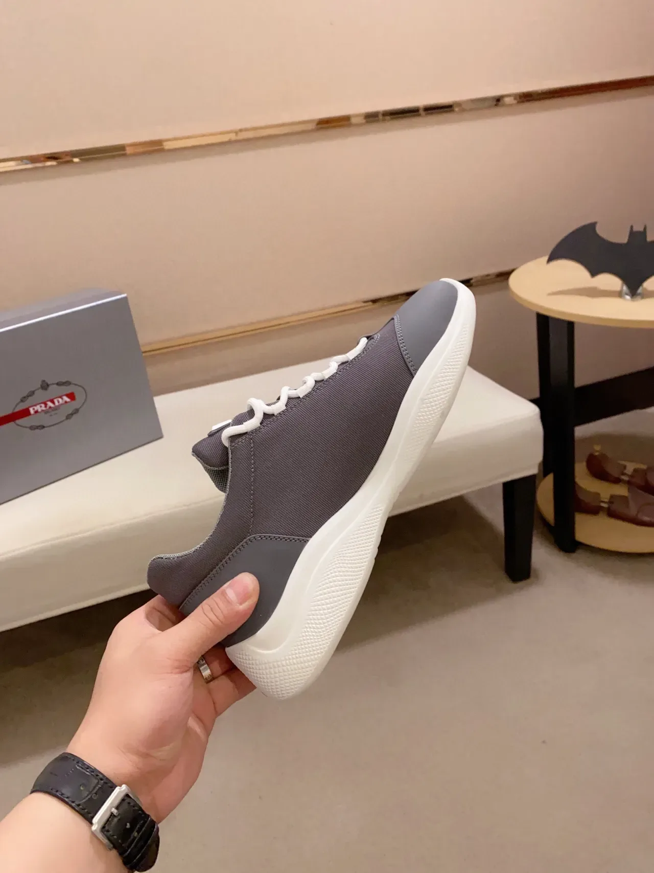 Prada Cloudbust Gray and White Lifestyle Sneakers 5
