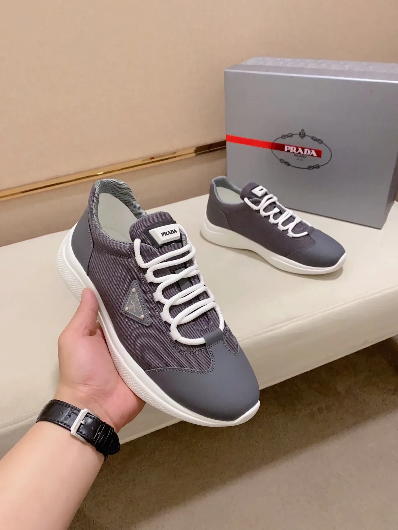 Prada Cloudbust Gray and White Lifestyle Sneakers 7