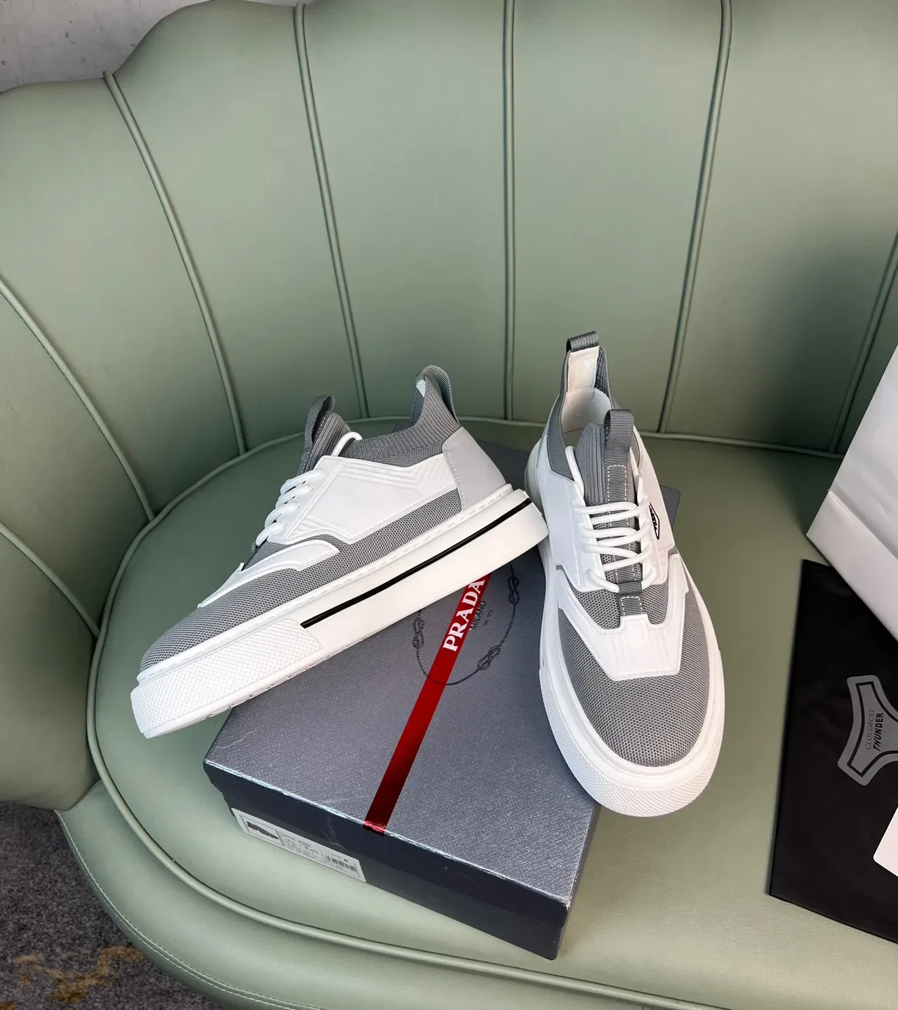 Prada Cloudbust Gray and White Lifestyle Sneakers 5