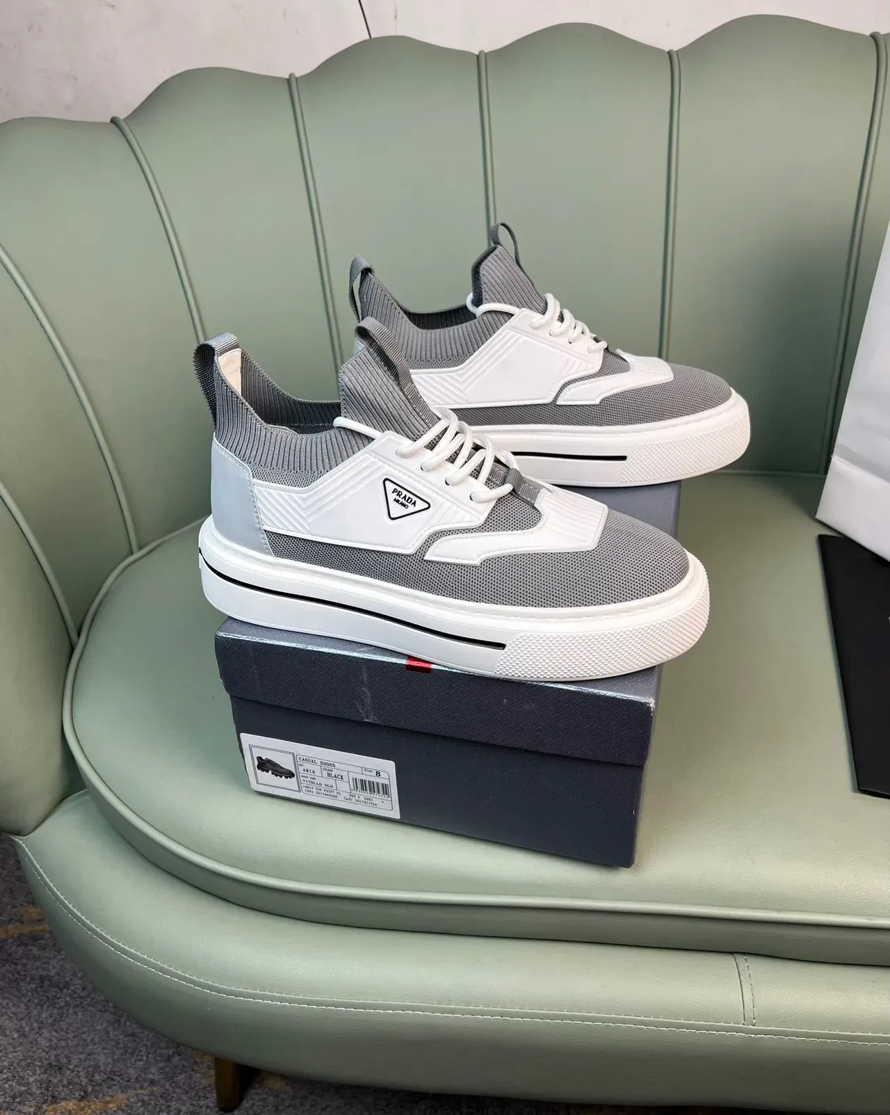 Prada Cloudbust Gray and White Lifestyle Sneakers 7