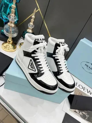 Prada Cloudbust High-Top White and Black Patent Lifestyle Sneakers 4