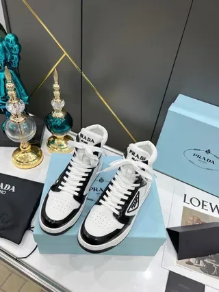 Prada Cloudbust High-Top White and Black Patent Lifestyle Sneakers 5