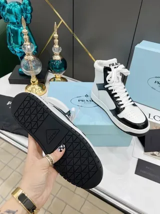 Prada Cloudbust High-Top White and Black Patent Lifestyle Sneakers 8