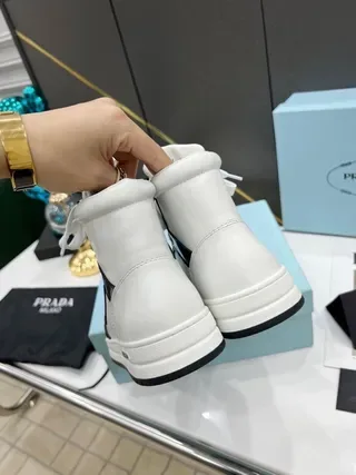 Prada Cloudbust High-Top White and Black Patent Lifestyle Sneakers 9