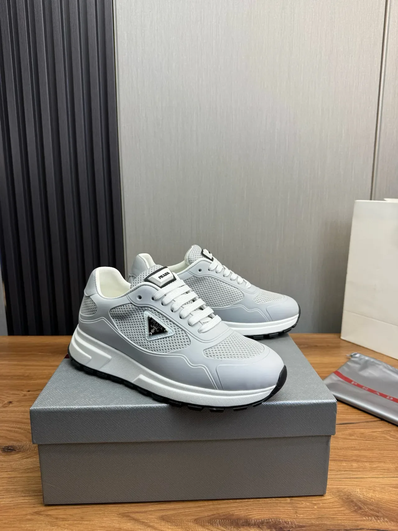 Prada Cloudbust Light Gray Mesh and Synthetic Lifestyle Sneakers 3