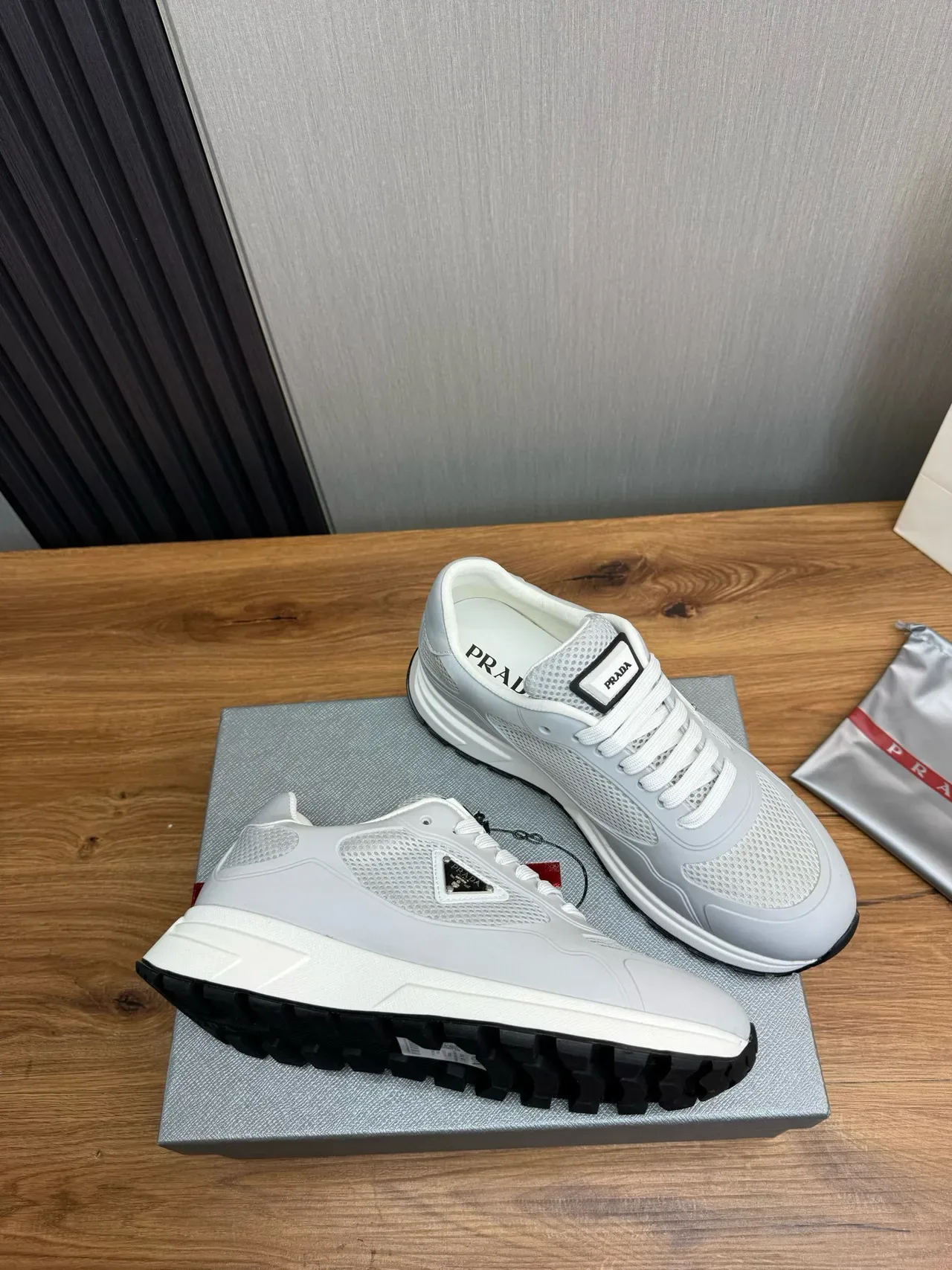 Prada Cloudbust Light Gray Mesh and Synthetic Lifestyle Sneakers 6