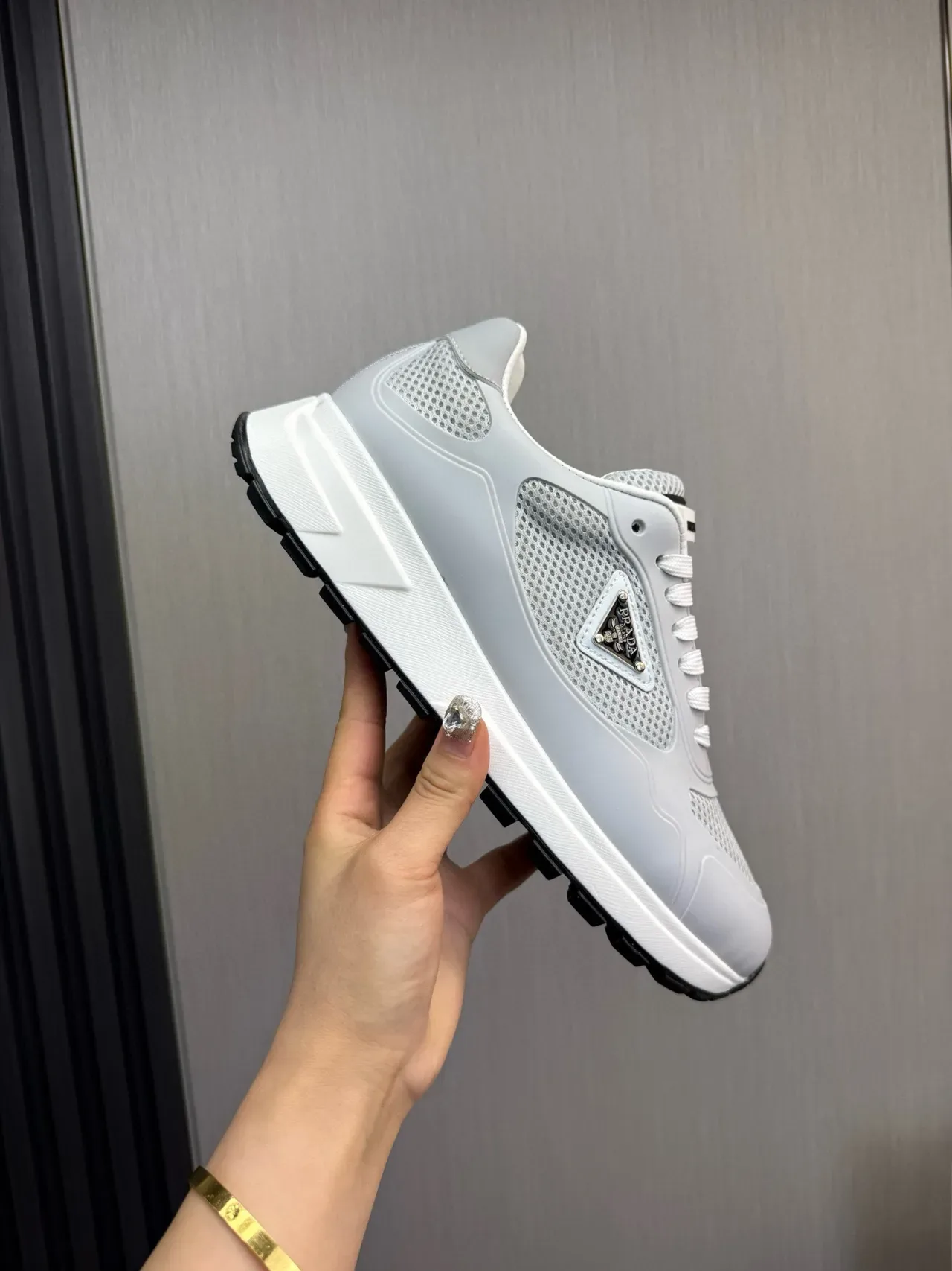 Prada Cloudbust Light Gray Mesh and Synthetic Lifestyle Sneakers 7