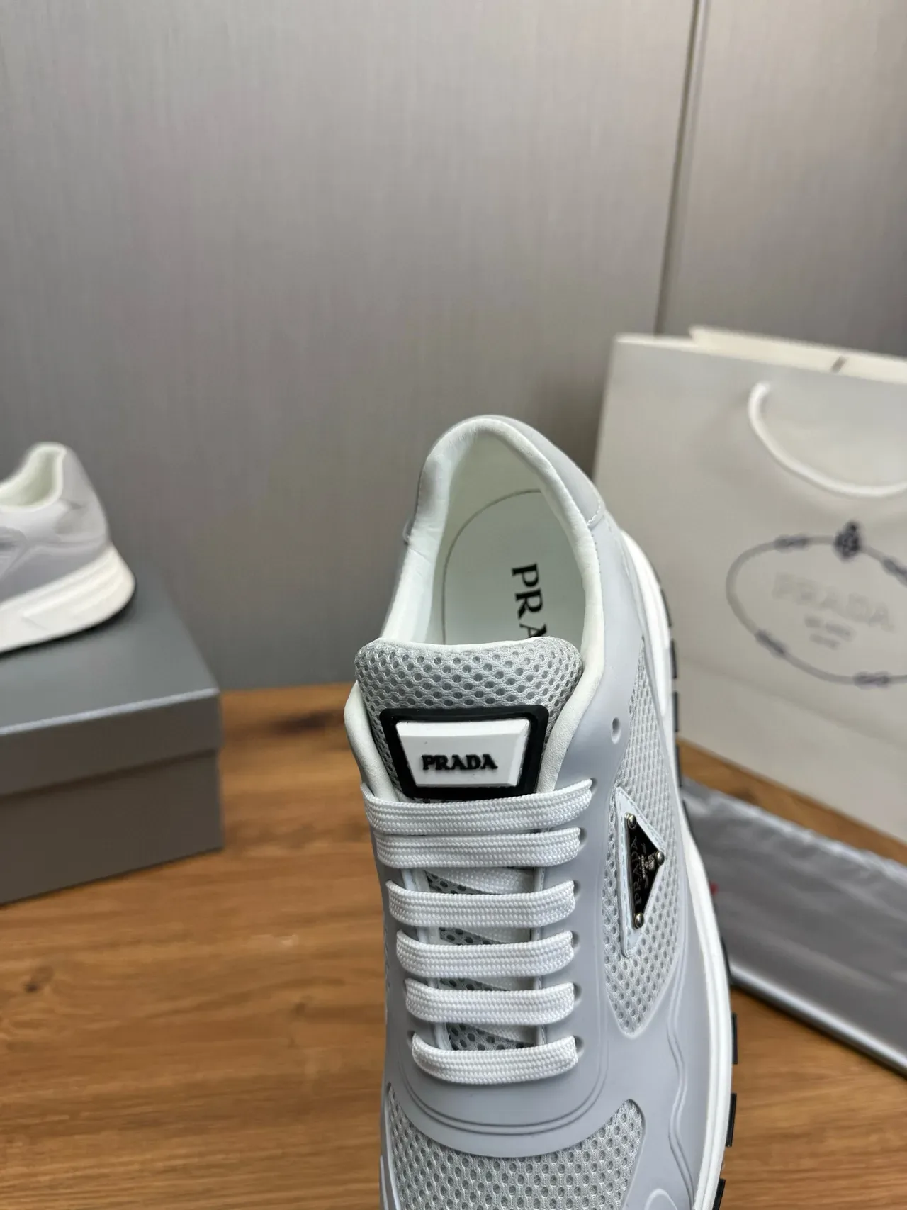 Prada Cloudbust Light Gray Mesh and Synthetic Lifestyle Sneakers 9
